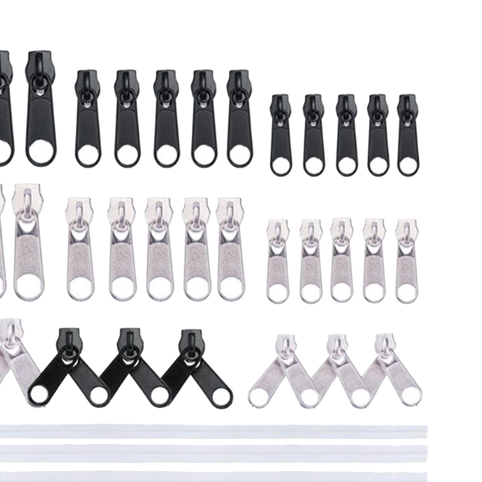 87 Pieces Nylon Zipper Repair Kit Zipper Heads Coat Replacement White zipper