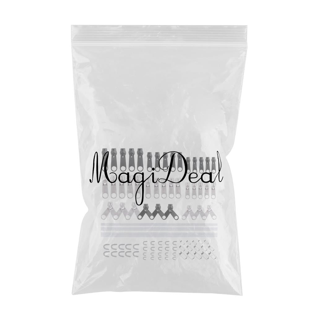 87 Pieces Nylon Zipper Repair Kit Zipper Heads Coat Replacement White zipper