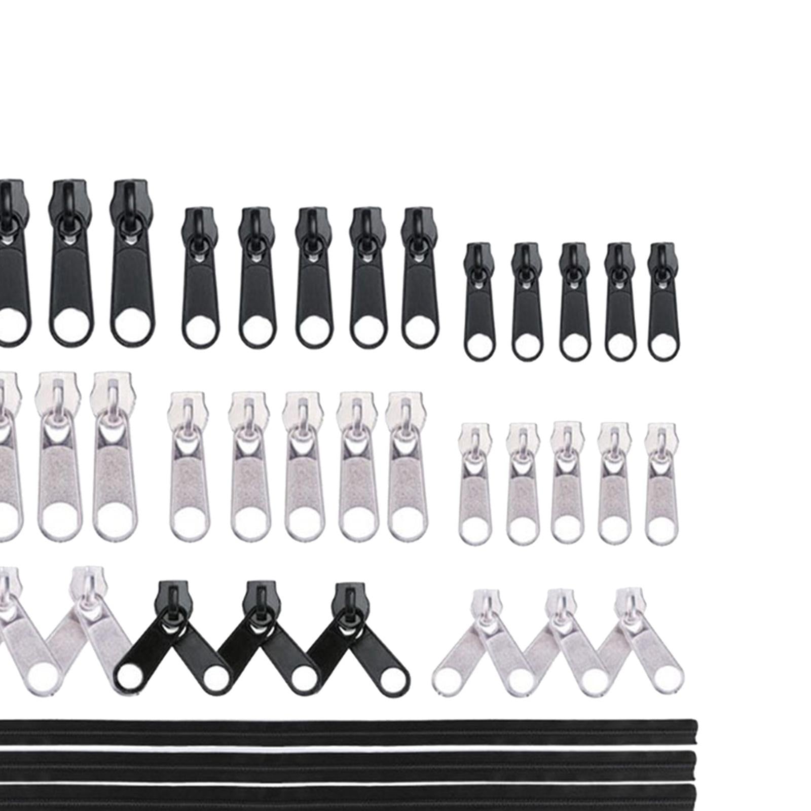87 Pieces Nylon Zipper Repair Kit Zipper Heads Coat Replacement Black zipper