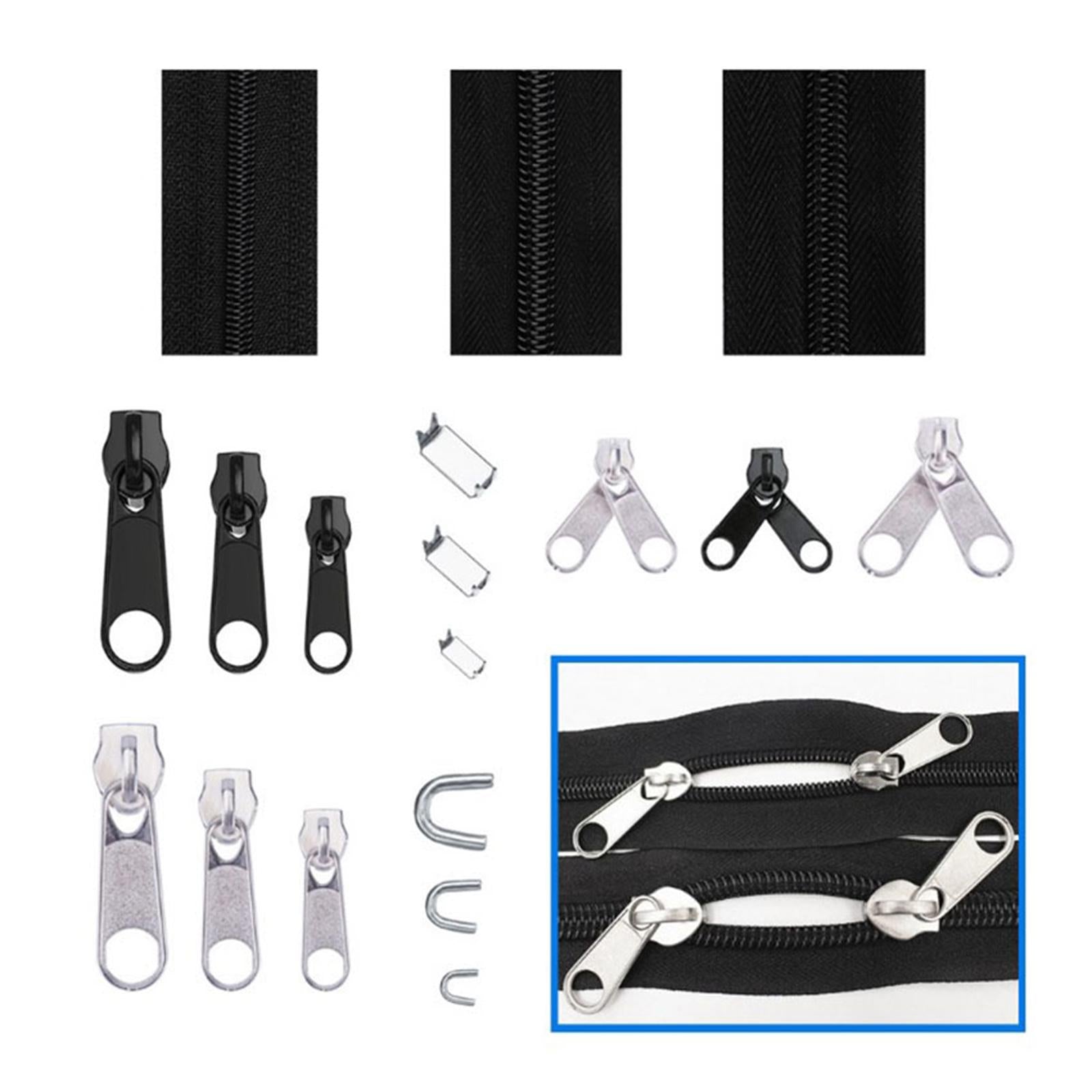 87 Pieces Nylon Zipper Repair Kit Zipper Heads Coat Replacement Black zipper