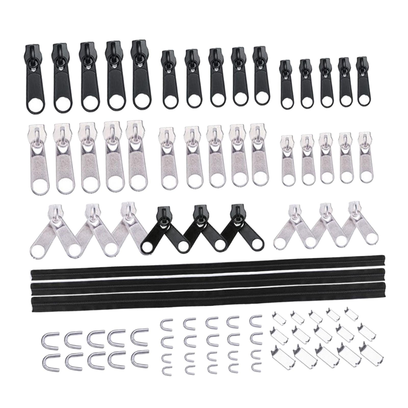 87 Pieces Nylon Zipper Repair Kit Zipper Heads Coat Replacement Black zipper