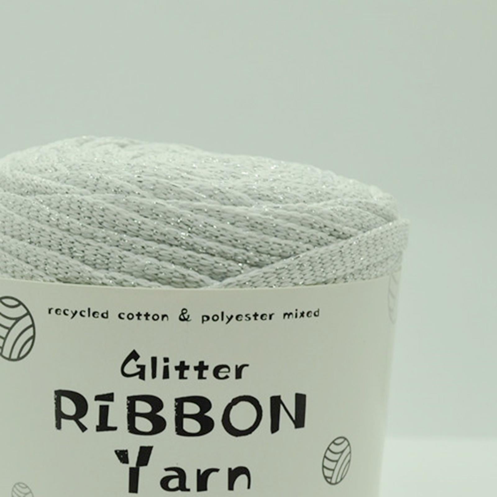 Glitter Ribbon Yarn 90M Handmade DIY Bag Blanket Hand-Knitted Material Silver