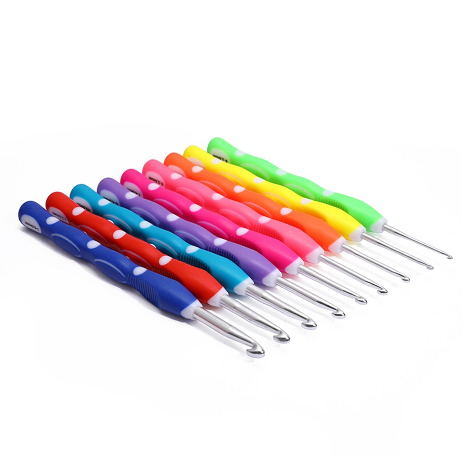 9Pcs TPR Aluminium Crochet Hooks Needle Yarn Knitting Hook 2-6mm Sewing Tool E