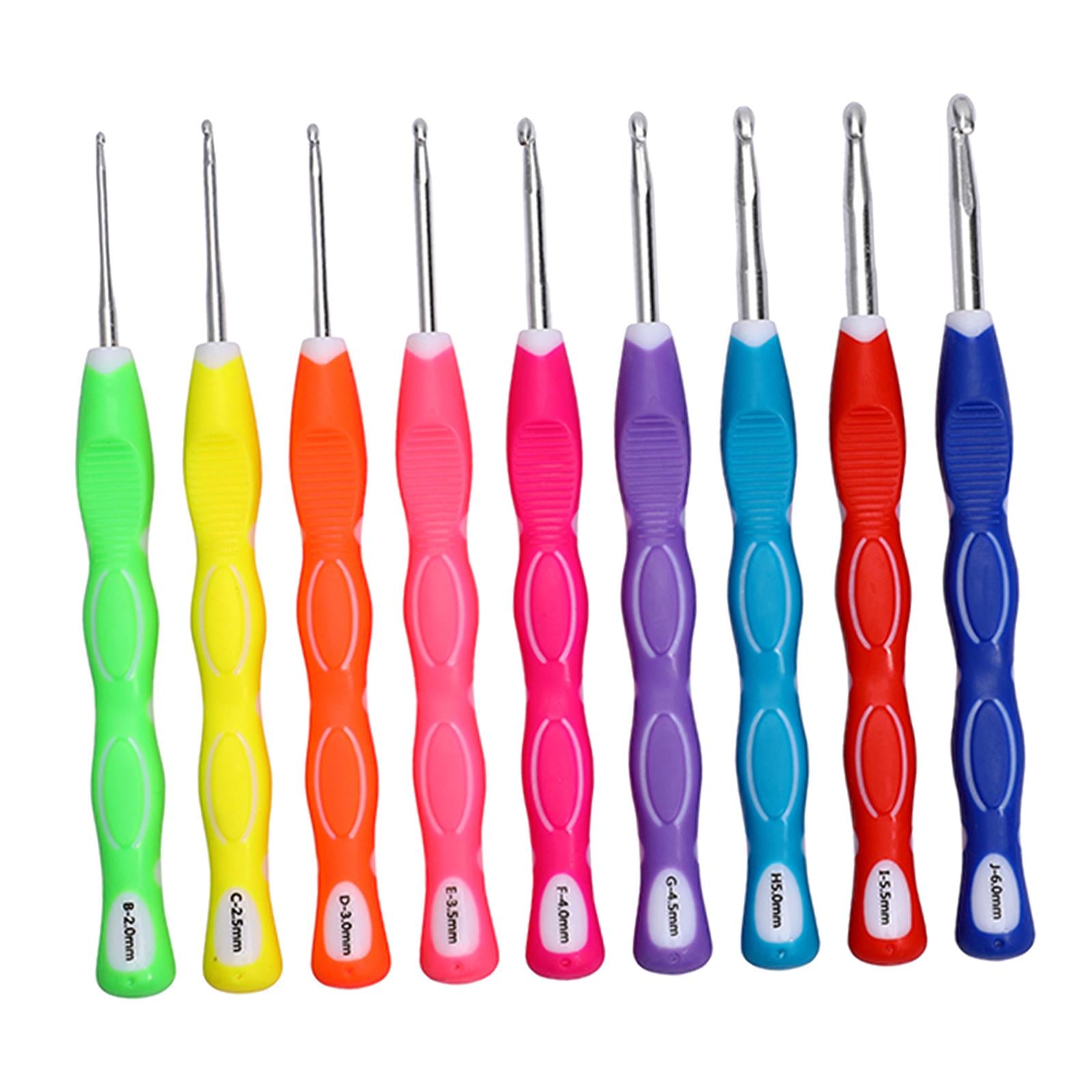 9Pcs TPR Aluminium Crochet Hooks Needle Yarn Knitting Hook 2-6mm Sewing Tool E