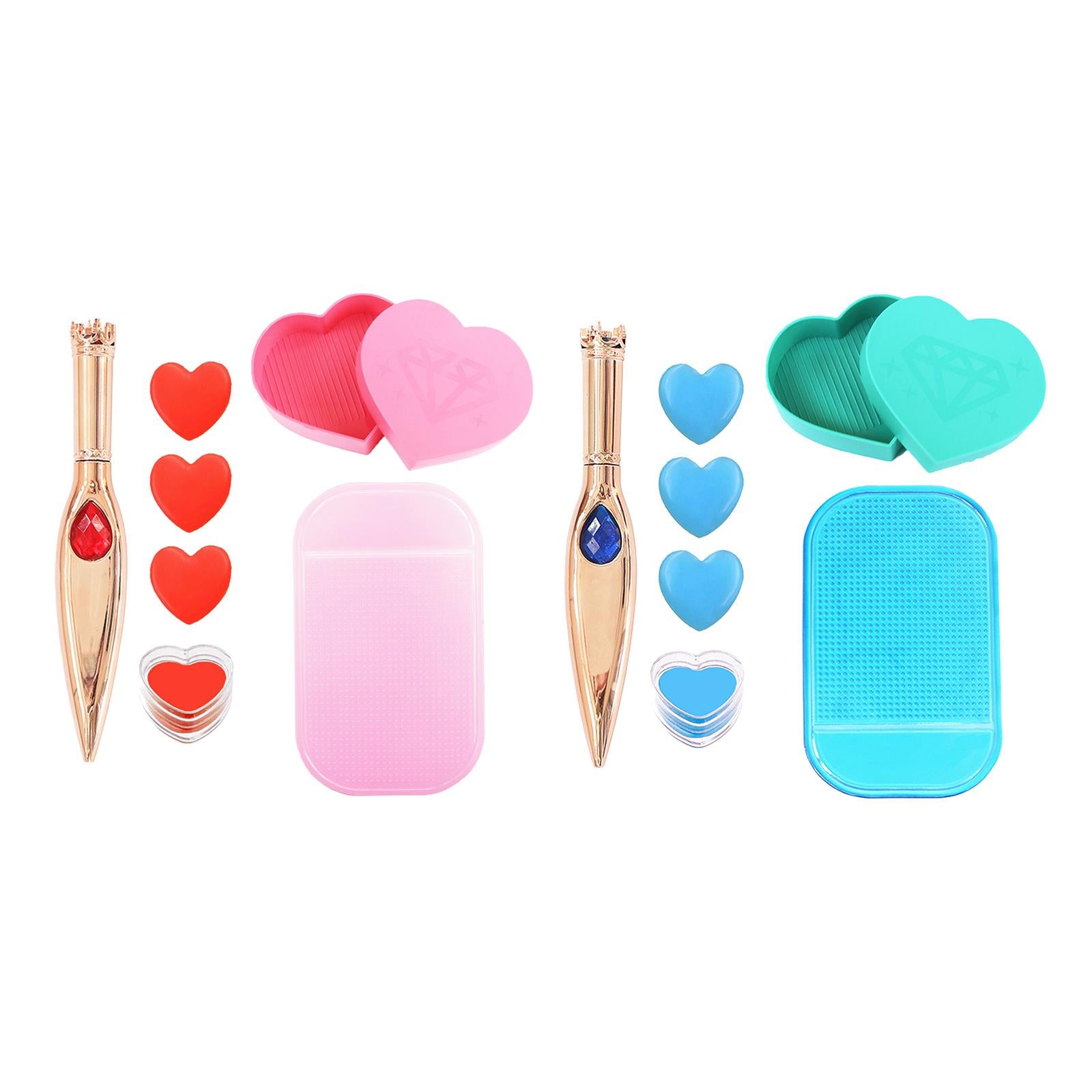 Diamond Art Pen and Trays Set Embroidery Tools for Crafts Cross Stitch Red