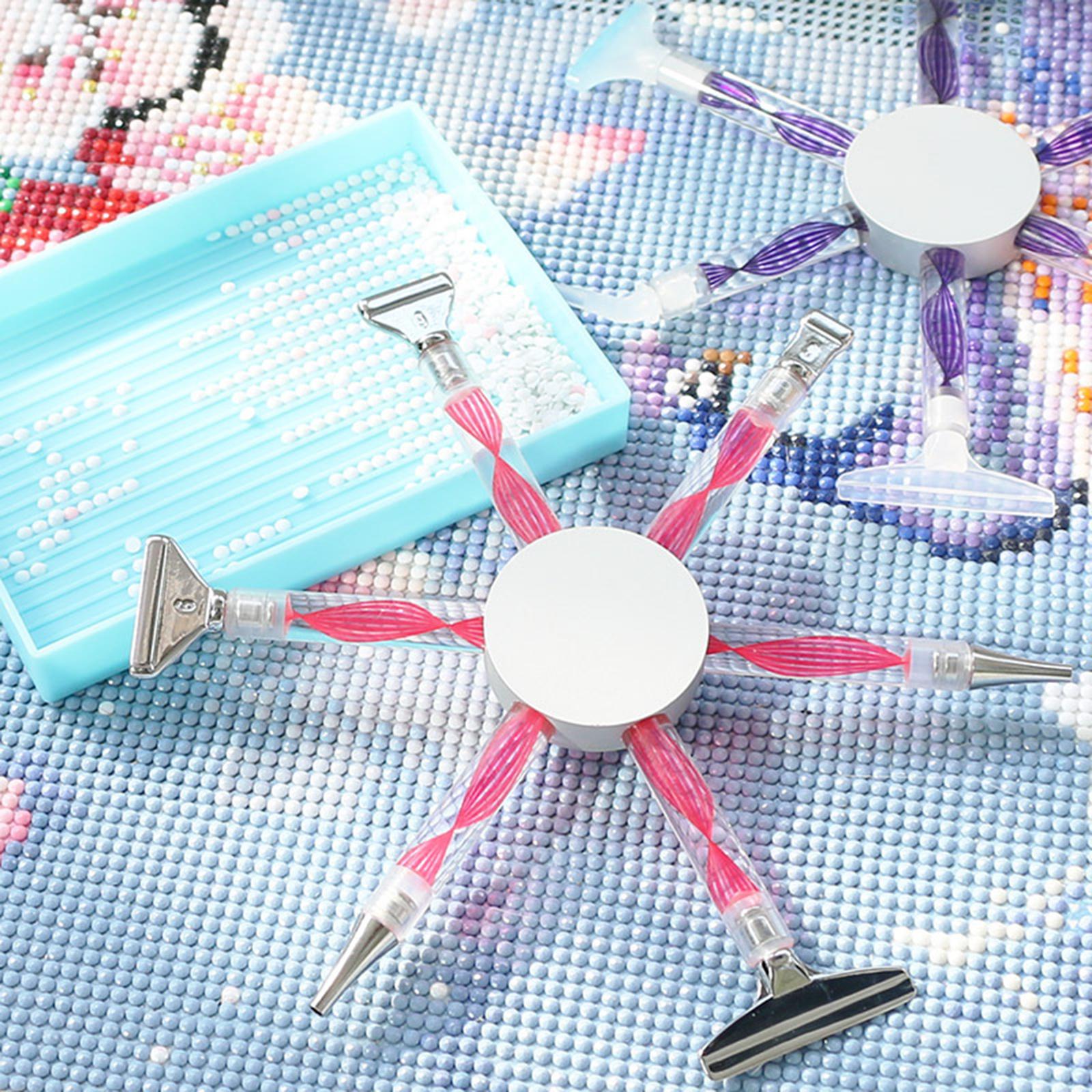 Multi-link 6 Heads 5D Diamond Painting Pen Cross Stitch Art Pen Pink