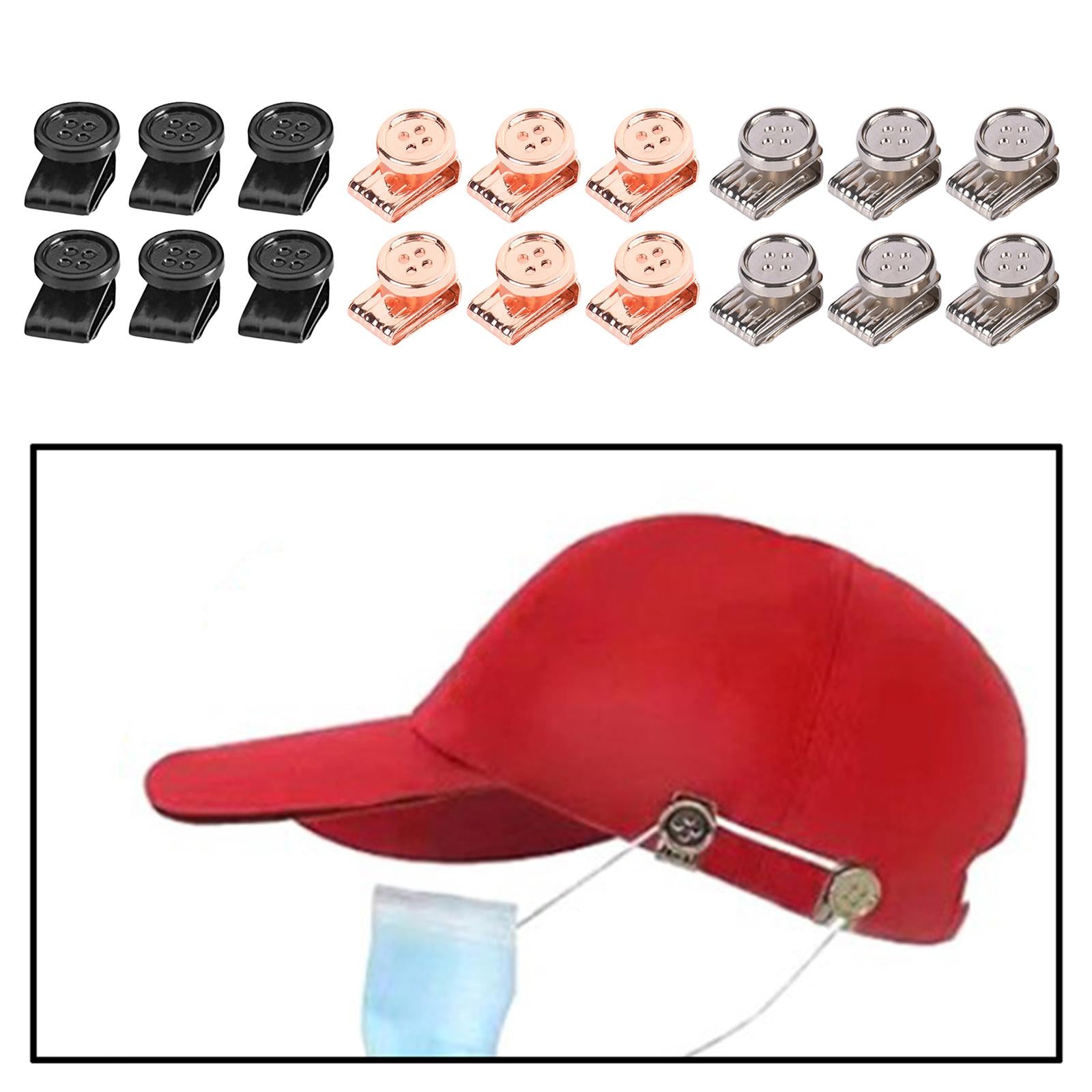 6Pcs Clip On Buttons Extender for Mask for Ear Relief Hat Hairband Black