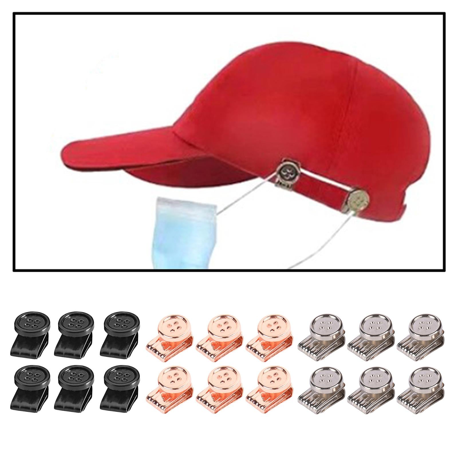 6Pcs Clip On Buttons Extender for Mask for Ear Relief Hat Hairband Black