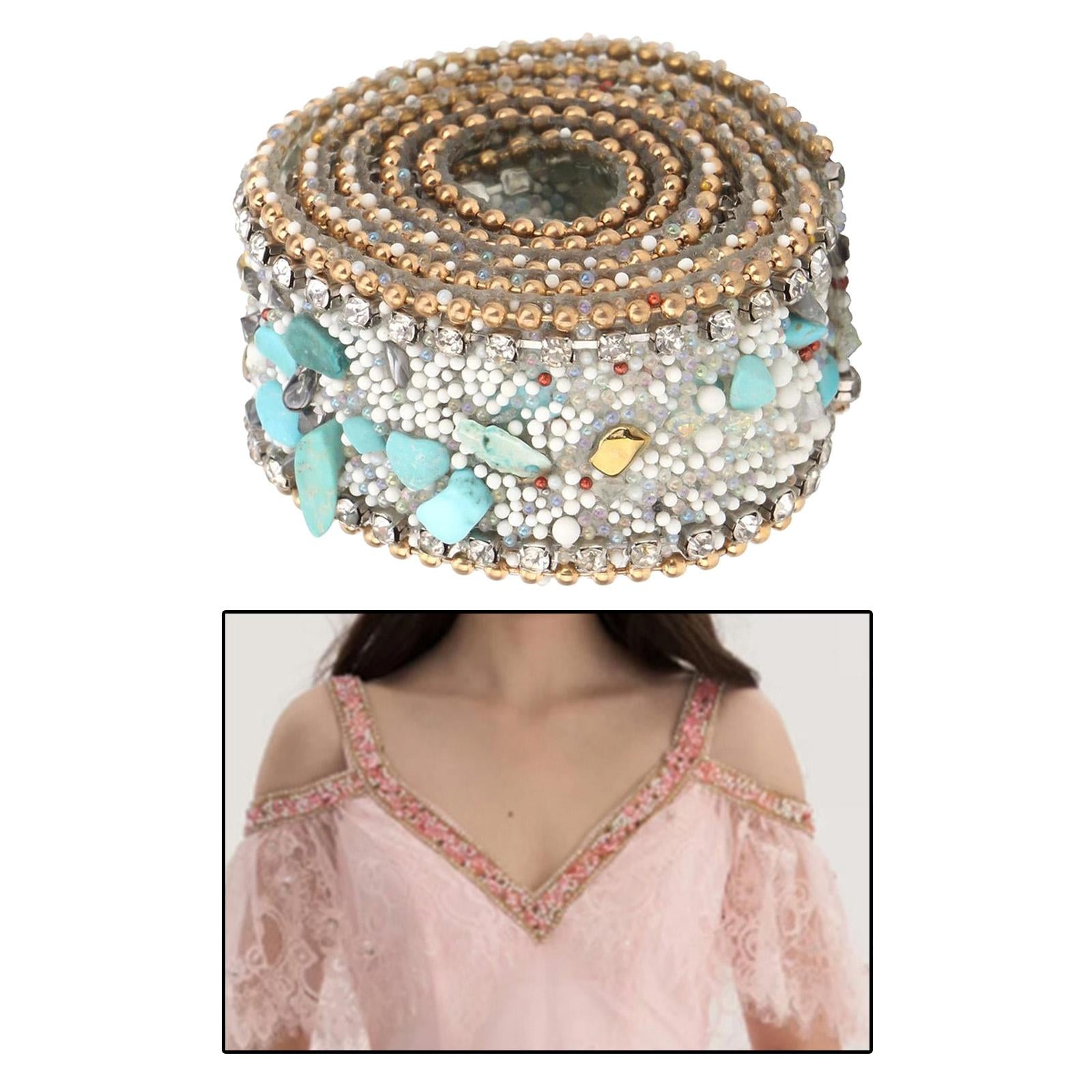 Gravel Shell Diamond Lace Ribbon Colorful Trim Sewing Embellish Green