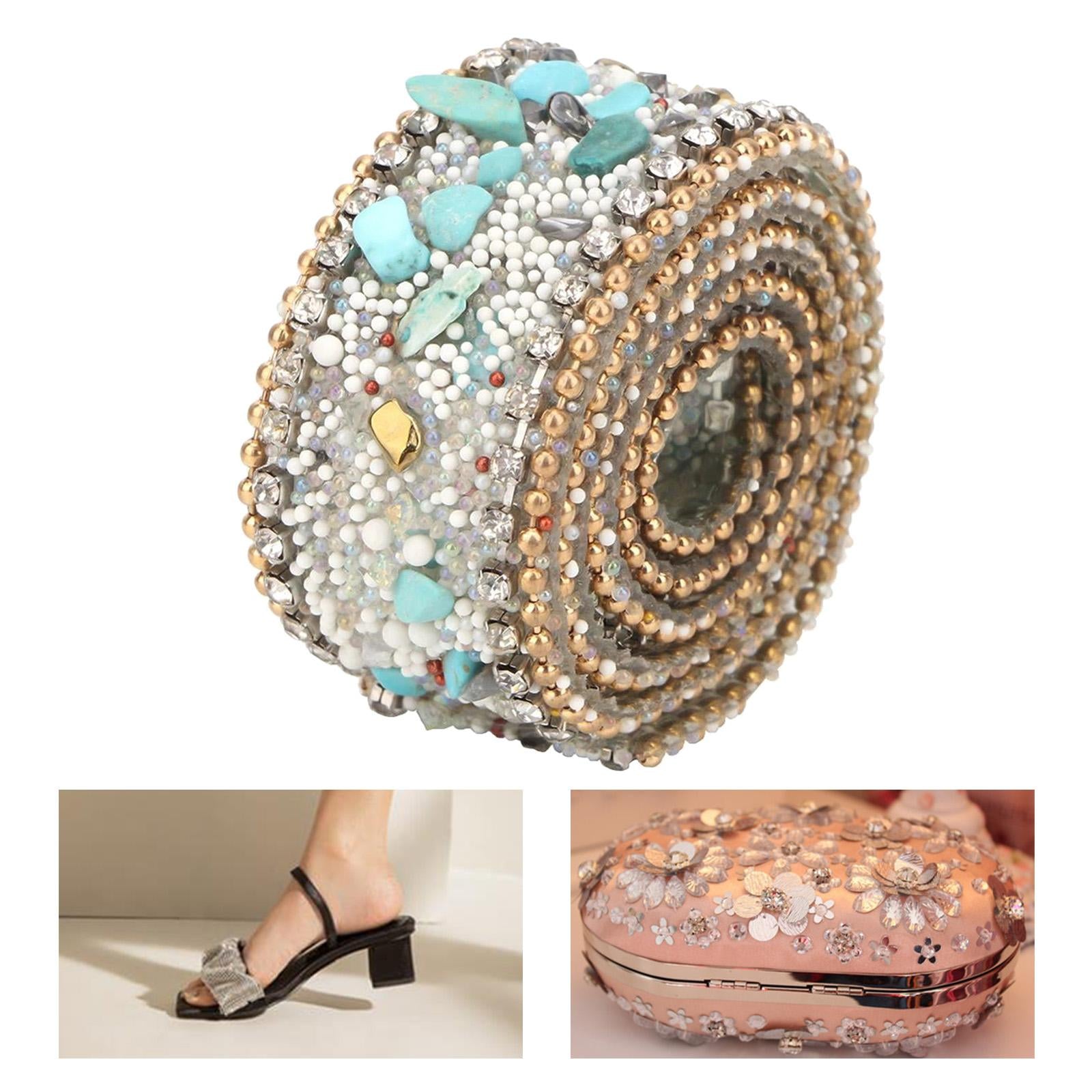 Gravel Shell Diamond Lace Ribbon Colorful Trim Sewing Embellish Green
