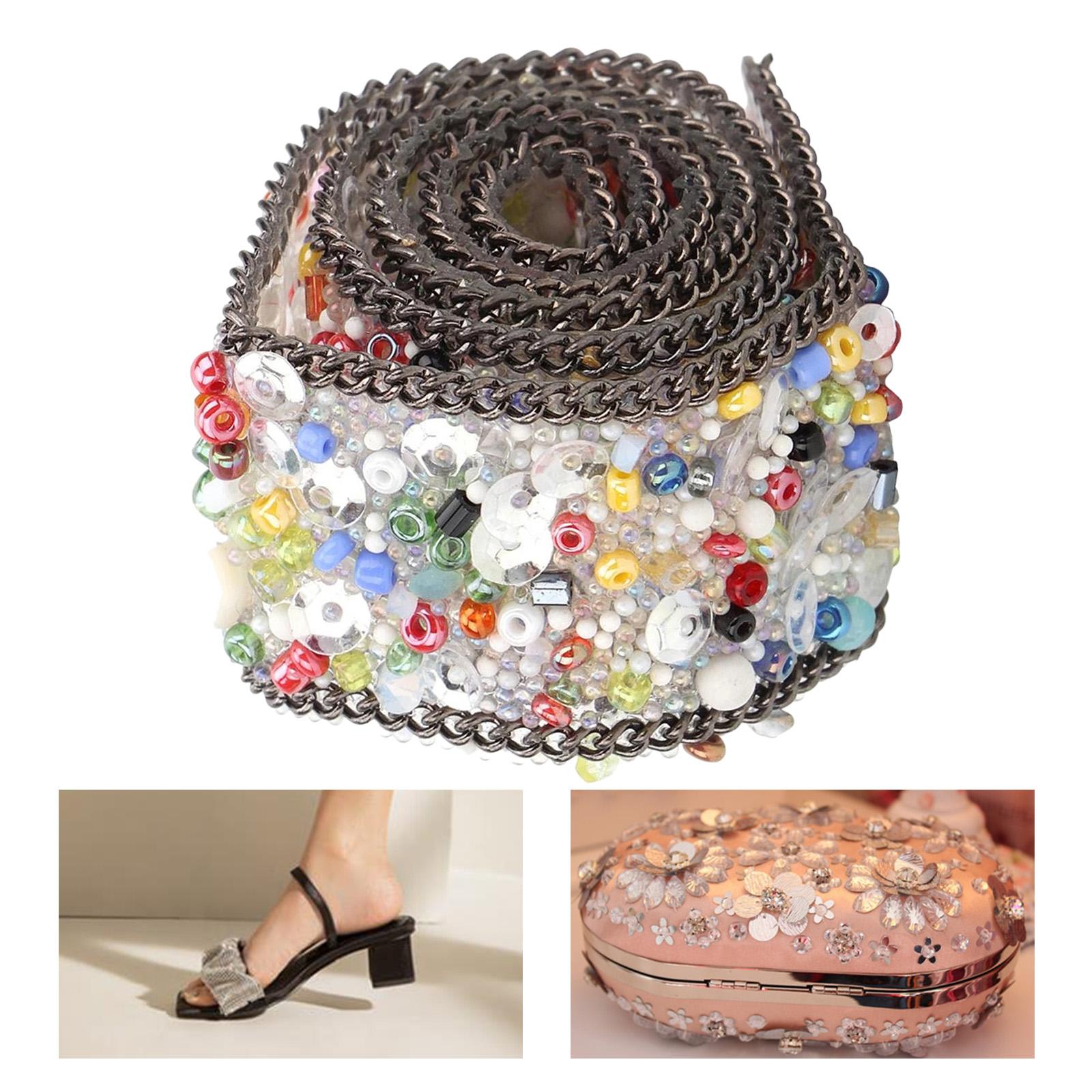 Gravel Shell Diamond Lace Ribbon Colorful Trim Sewing Embellish Multicolor