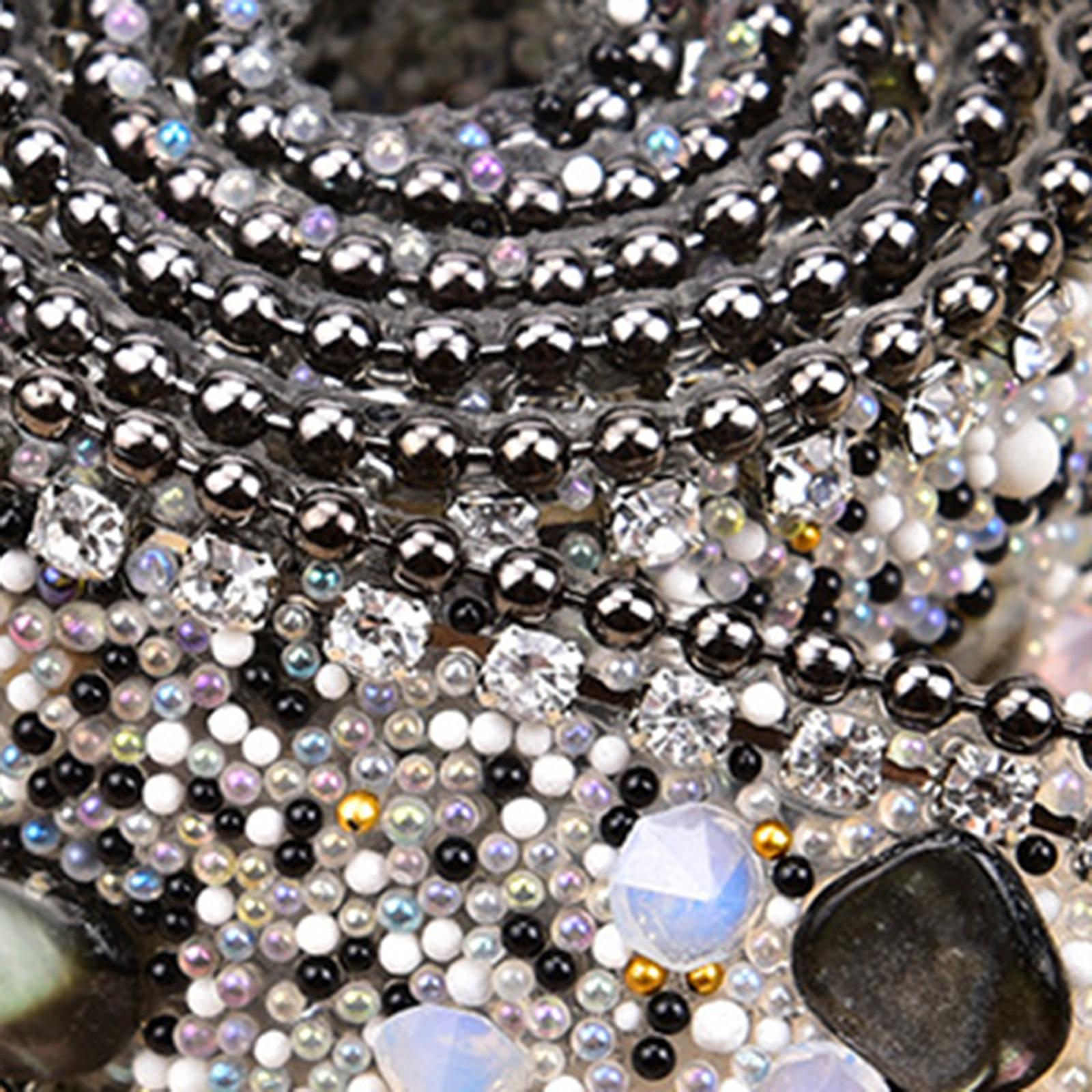 Gravel Shell Diamond Lace Ribbon Colorful Trim Sewing Embellish Black