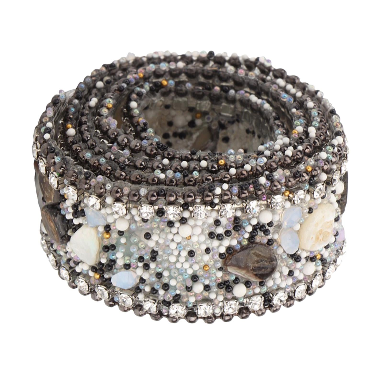 Gravel Shell Diamond Lace Ribbon Colorful Trim Sewing Embellish Black