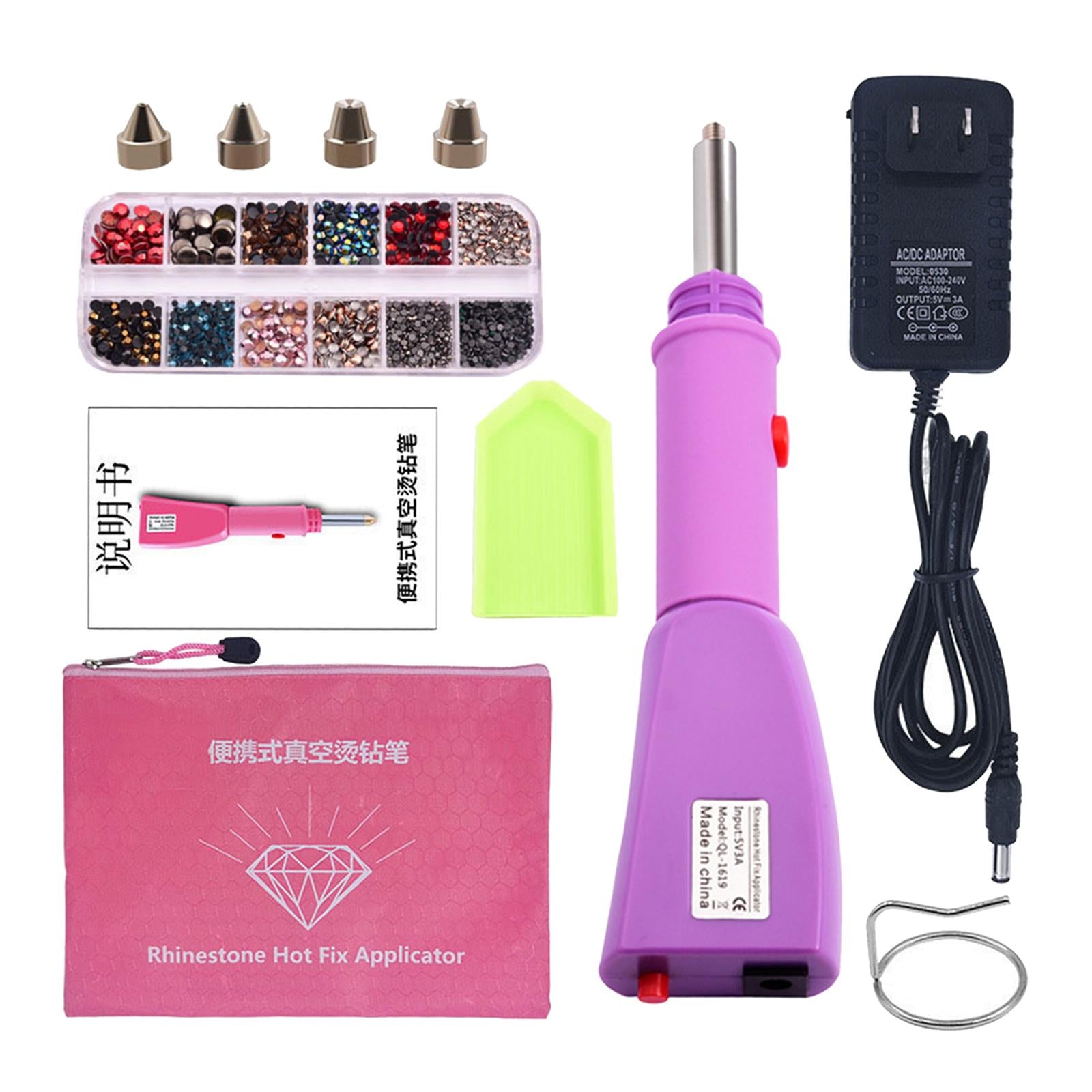 Hotfix Applicator Kit Wand Hot Fix Rhinestone Iron On for Nails Decor Purple