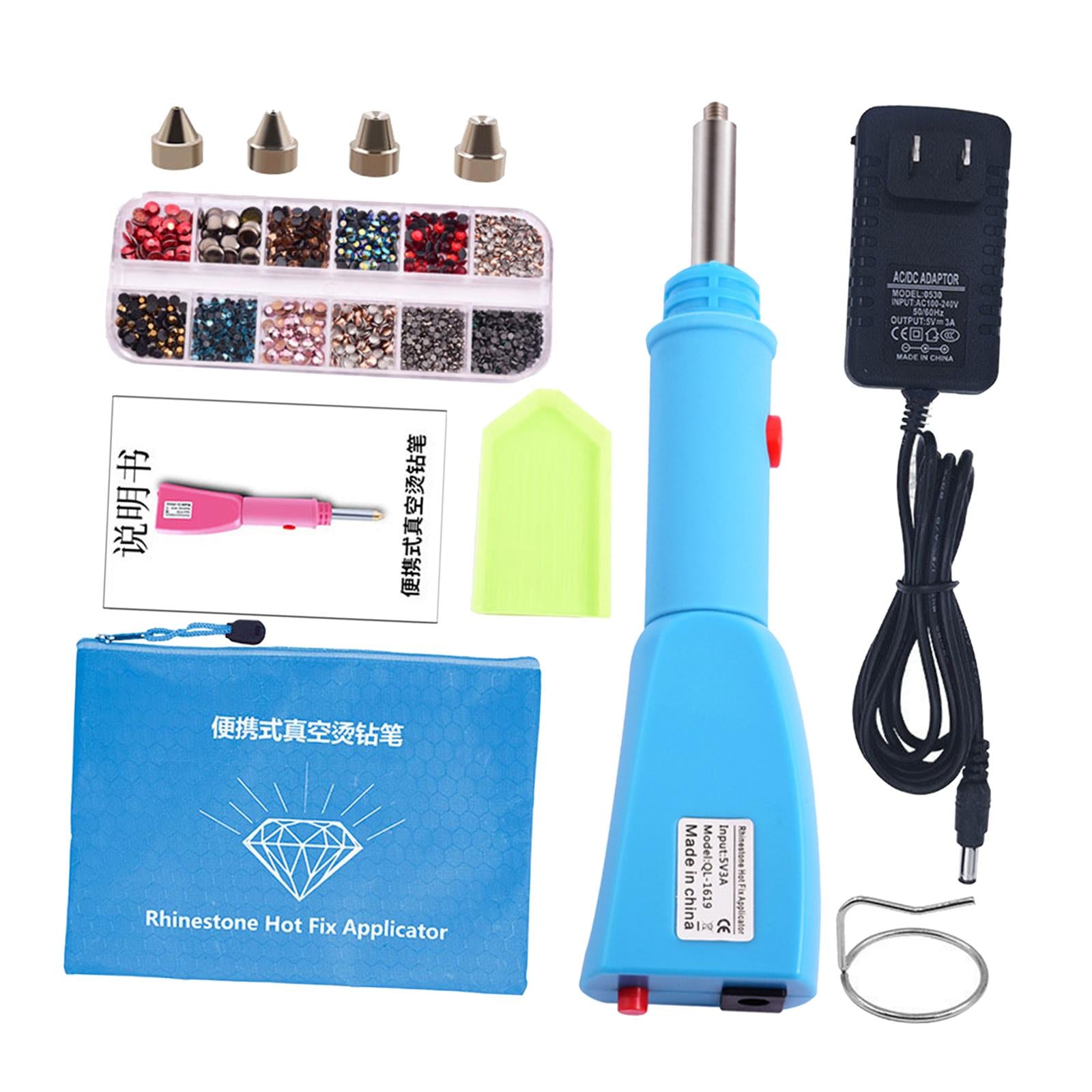 Hotfix Applicator Kit Wand Hot Fix Rhinestone Iron On for Nails Decor Blue