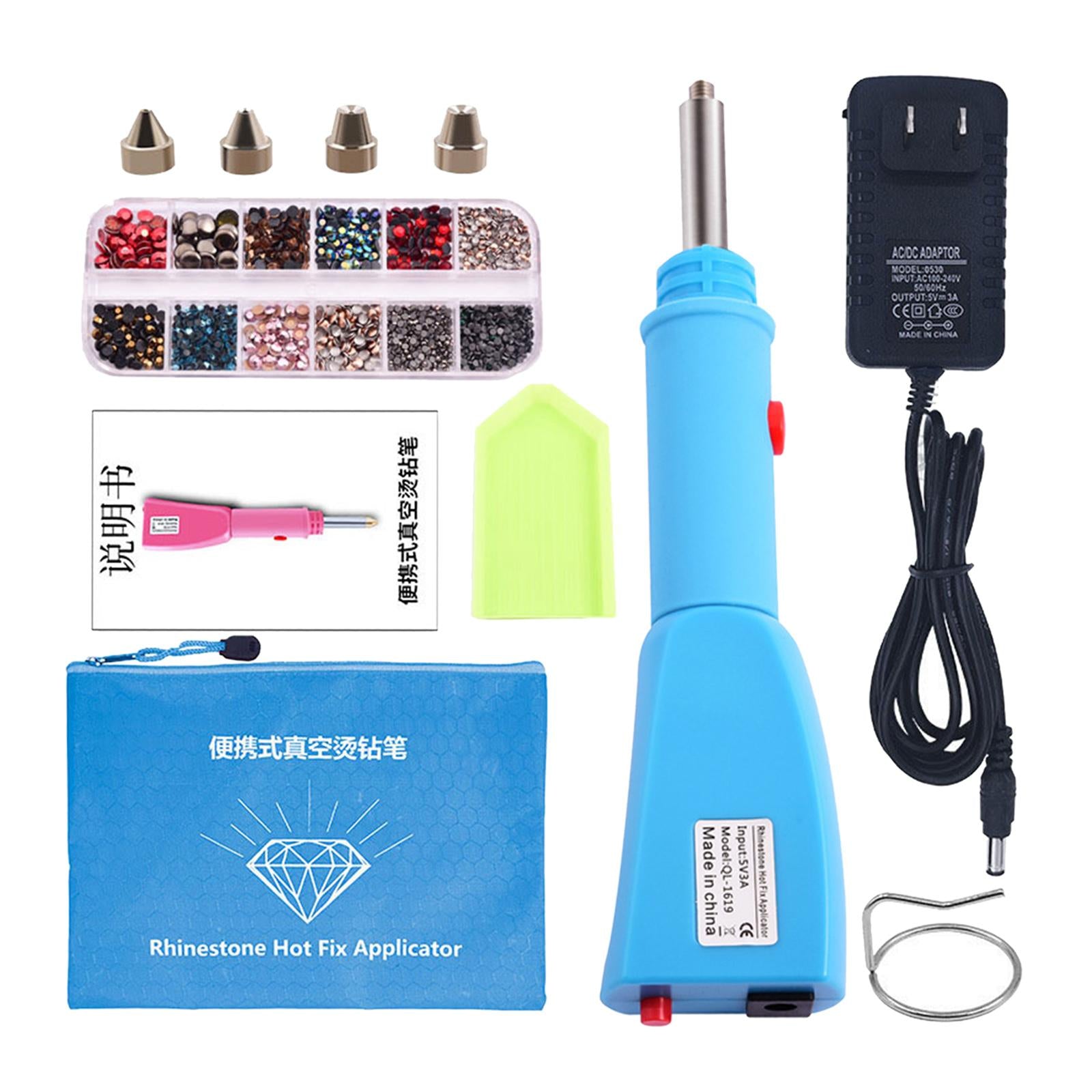 Hotfix Applicator Kit Wand Hot Fix Rhinestone Iron On for Nails Decor Blue