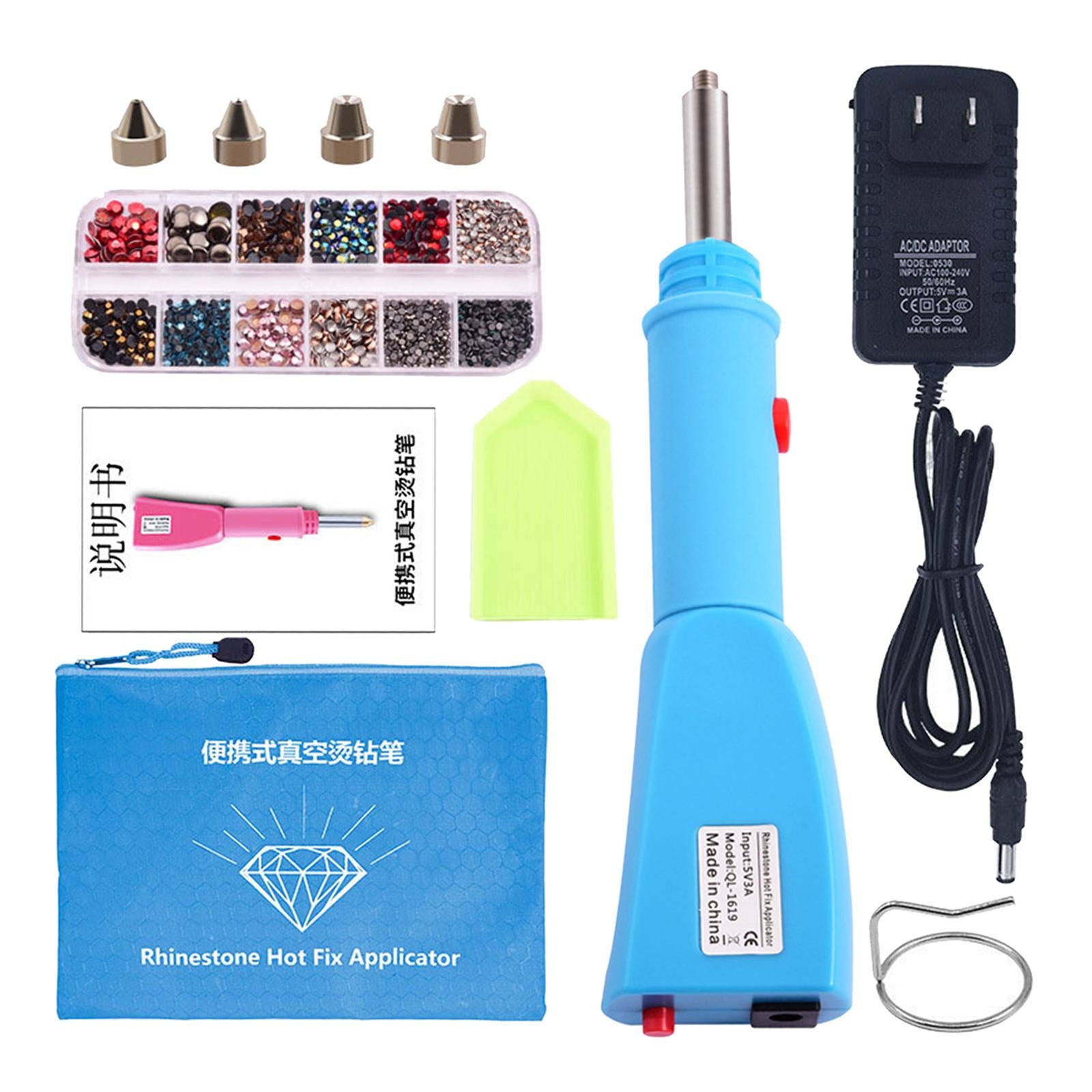 Hotfix Applicator Kit Wand Hot Fix Rhinestone Iron On for Nails Decor Blue