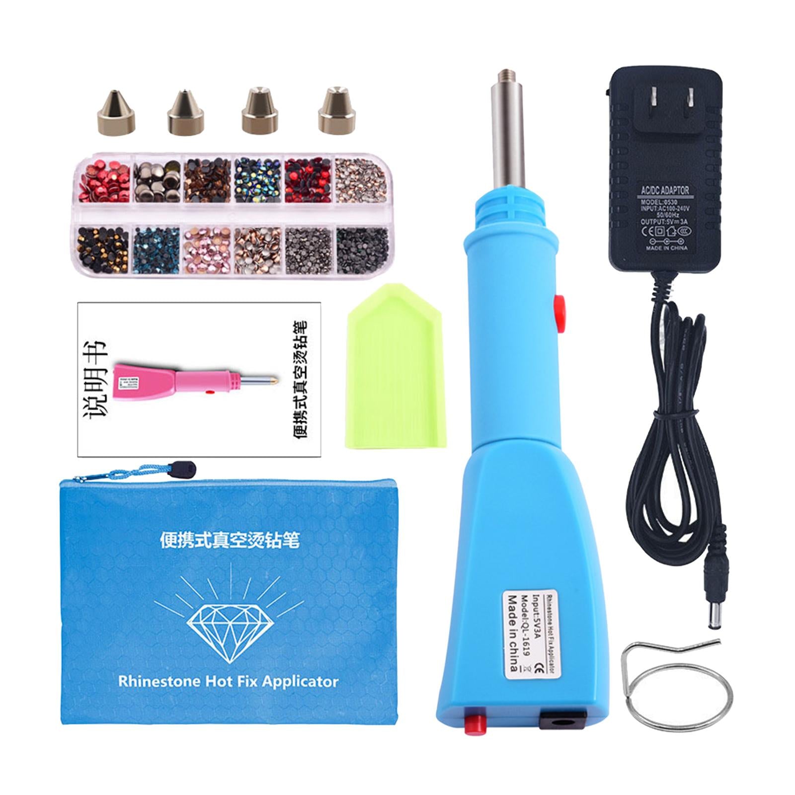 Hotfix Applicator Kit Wand Hot Fix Rhinestone Iron On for Nails Decor Blue