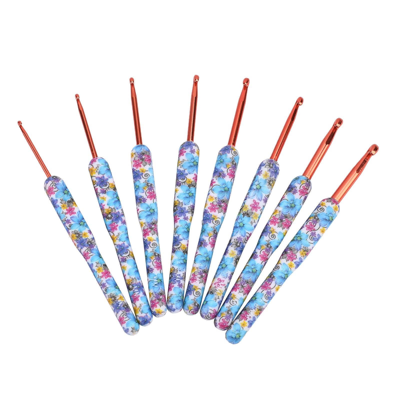 29x Aluminum Crochet Hooks Needles Knit Set Ergonomic Weave Yarn Craft Blue