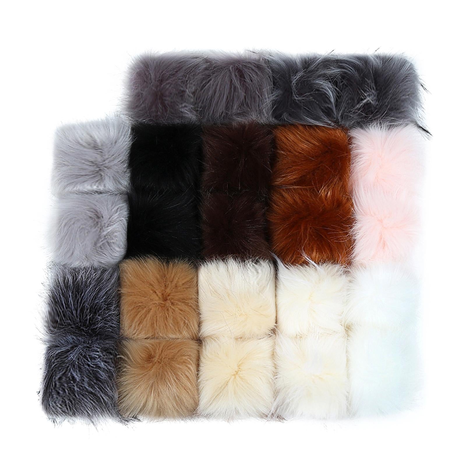 Faux Fur Pompom Ball DIY W/Snap Button Multicolor Caps Scarves  24Pcs 8cm