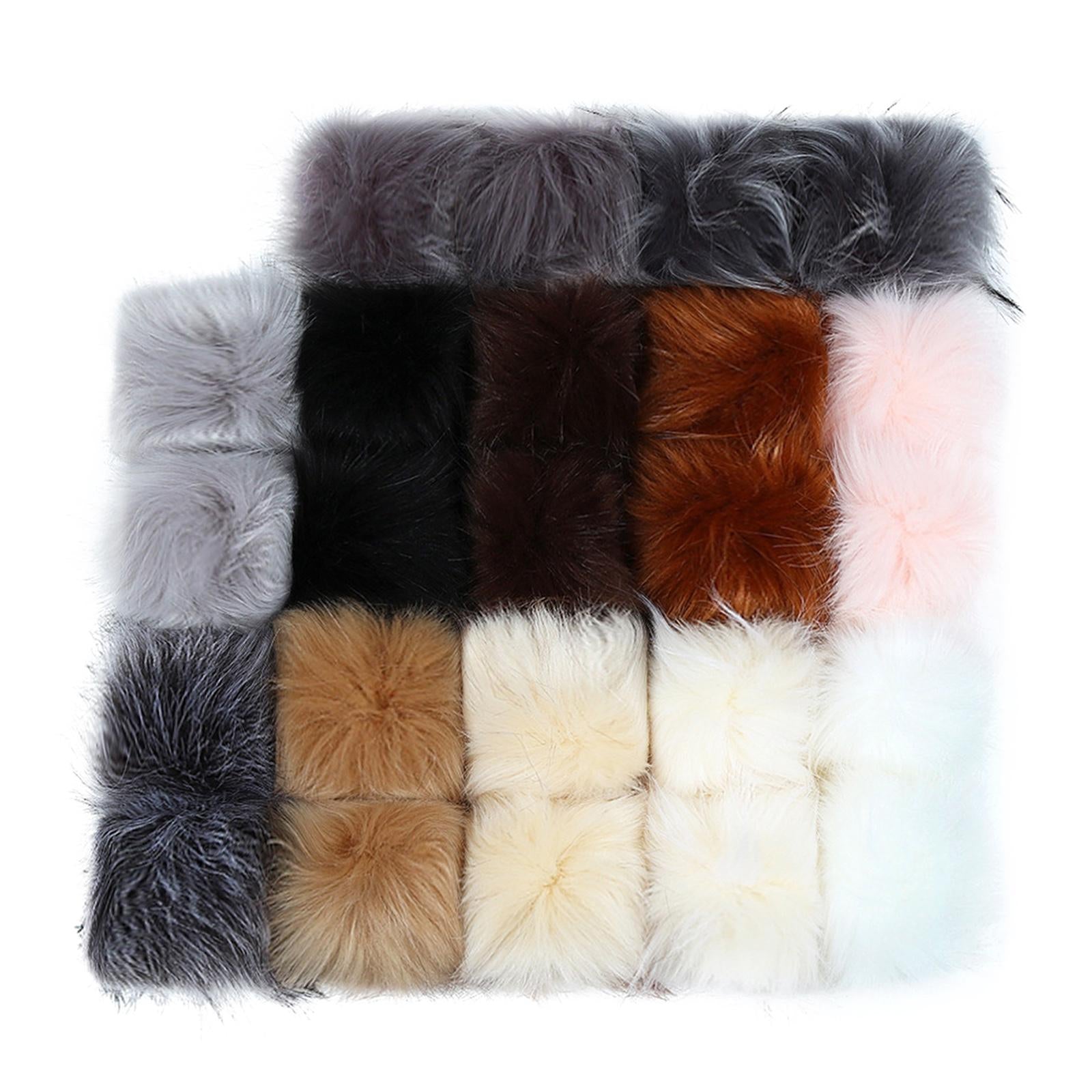 Faux Fur Pompom Ball DIY W/Snap Button Multicolor Caps Scarves  24Pcs 8cm