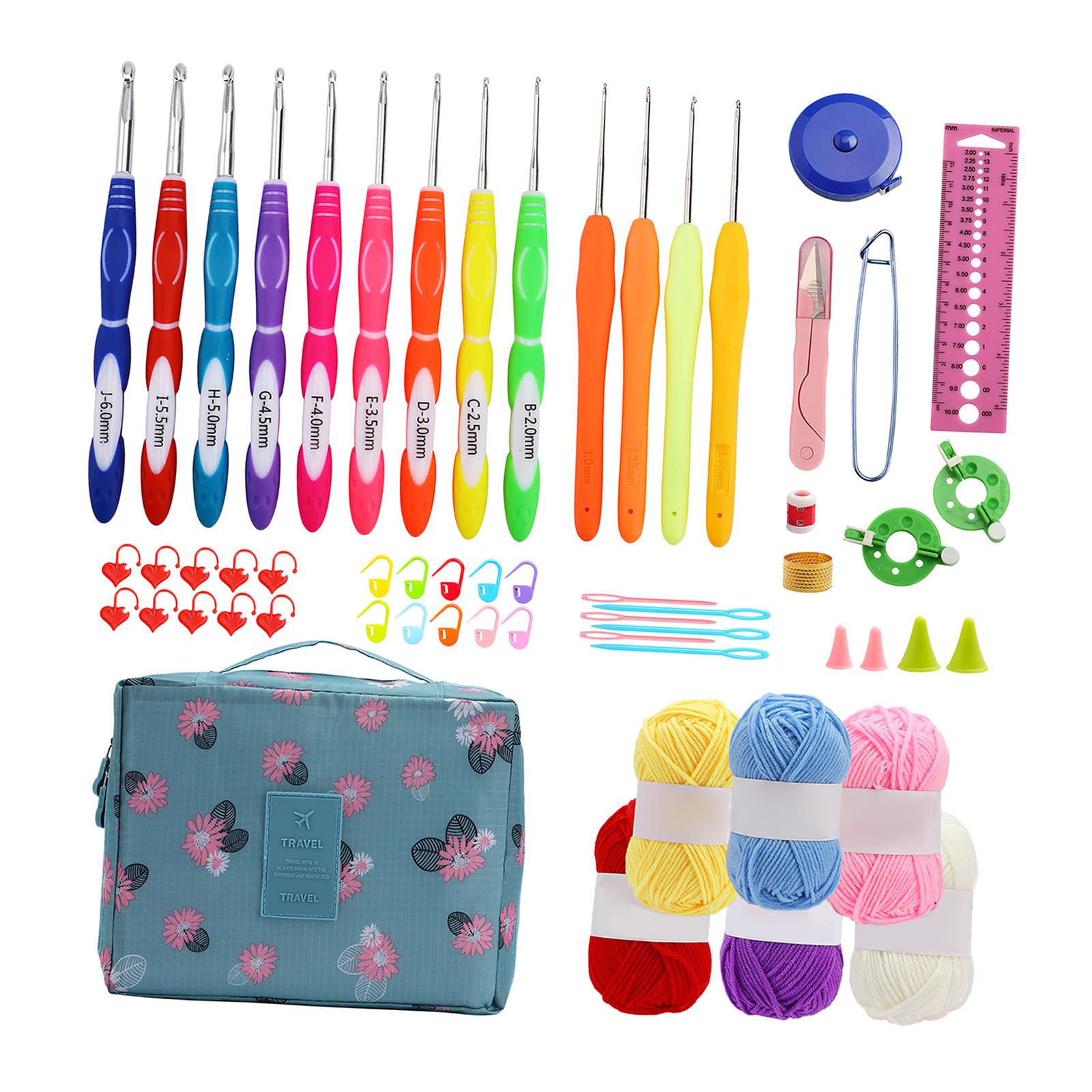 13x Crochet Hooks Set Knitting Needles 6 Rool Wool Sewing Weaving 2mm - 6mm