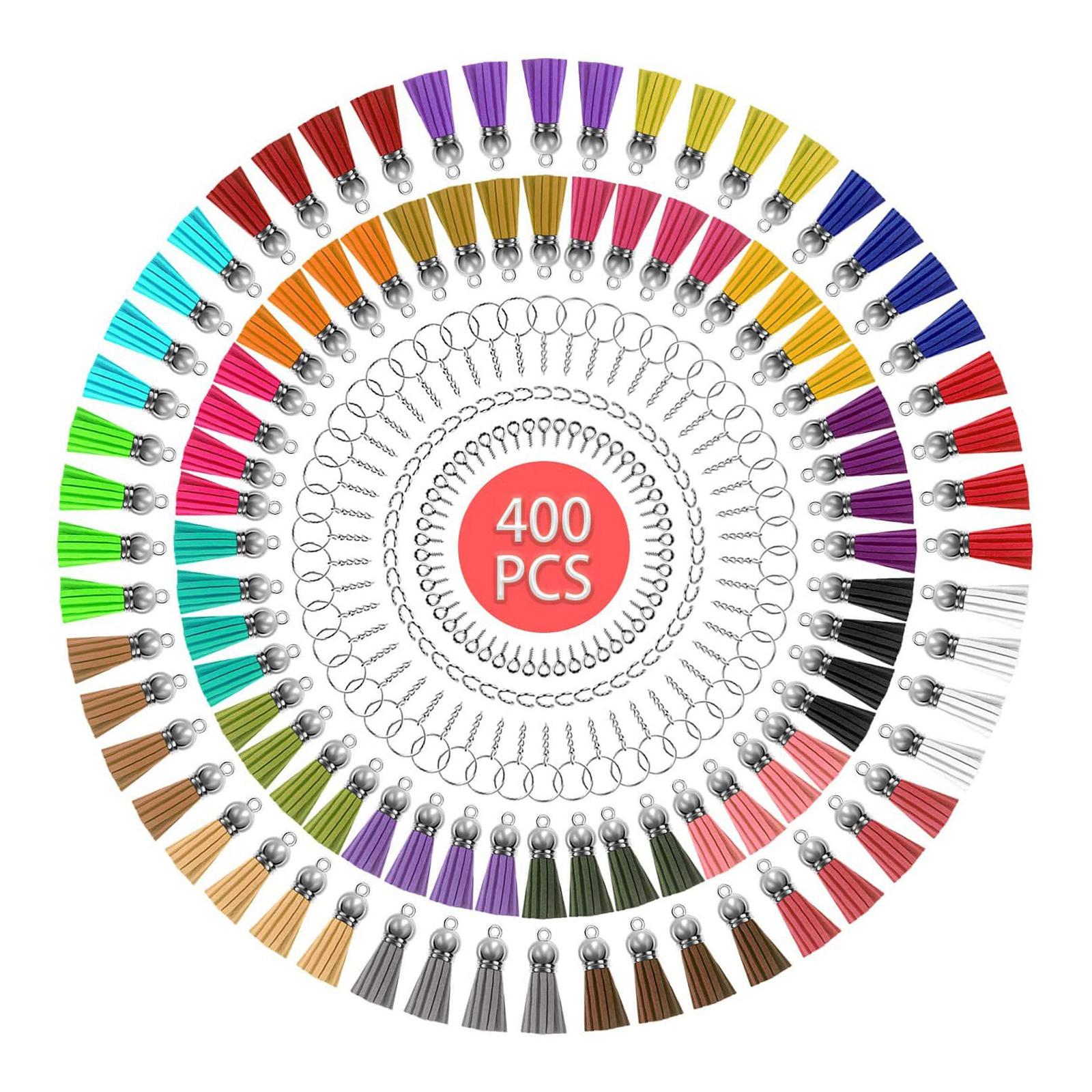 400x Key Ring DIY Keychain Blanks Tassel Pendant Set Charms Jewelry Making