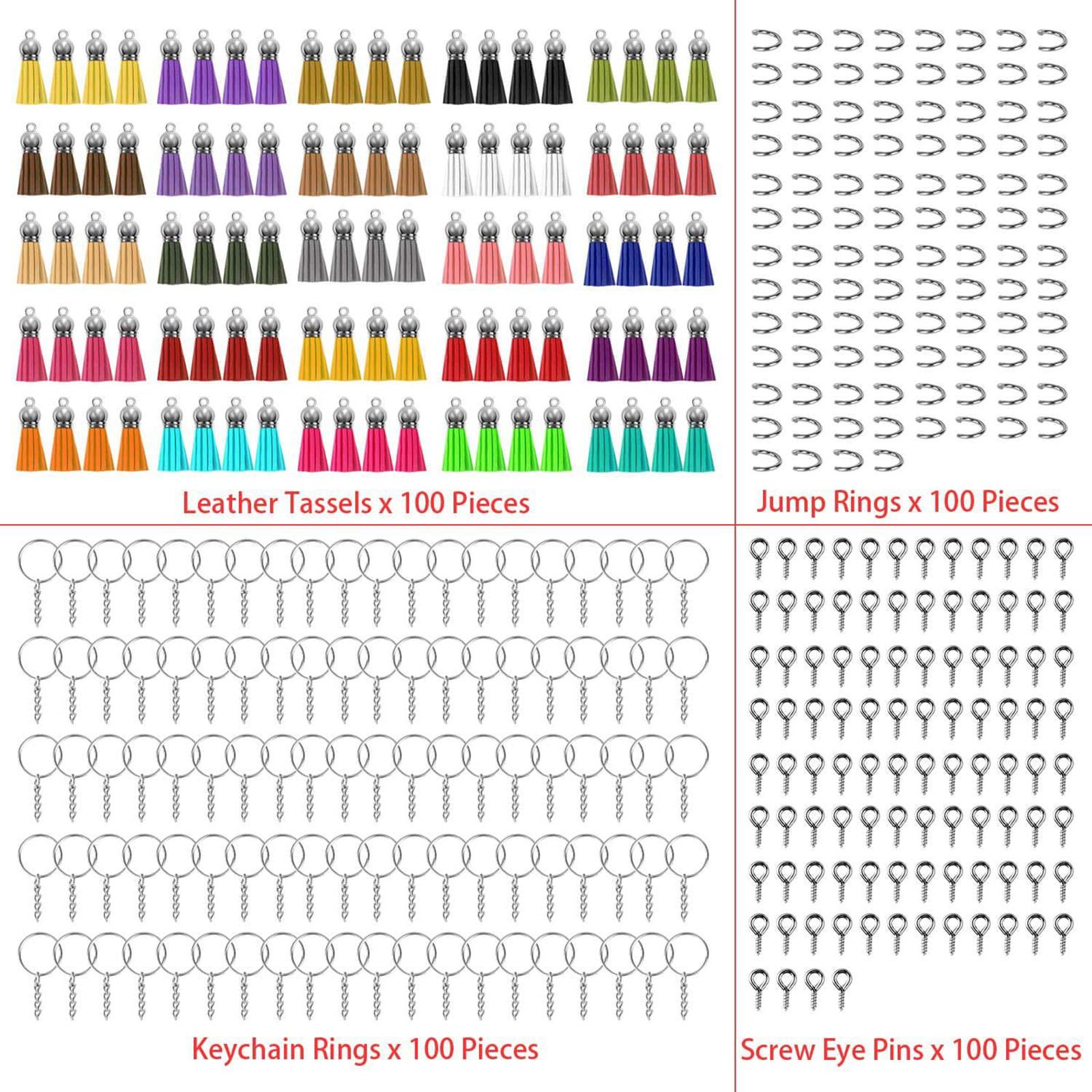 400x Key Ring DIY Keychain Blanks Tassel Pendant Set Charms Jewelry Making