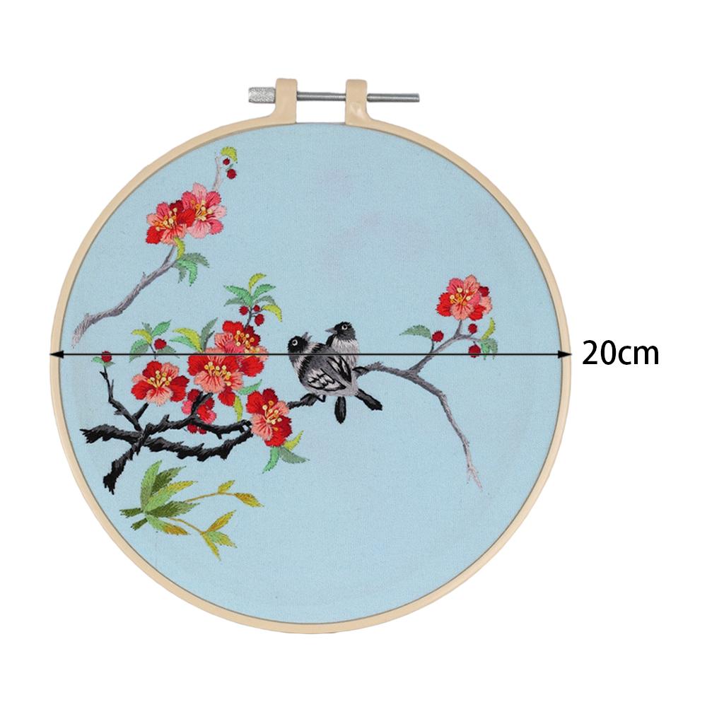 Cross Stitch Kit DIY Floral Flower Sewing Embroidery with Hoop Black Birds