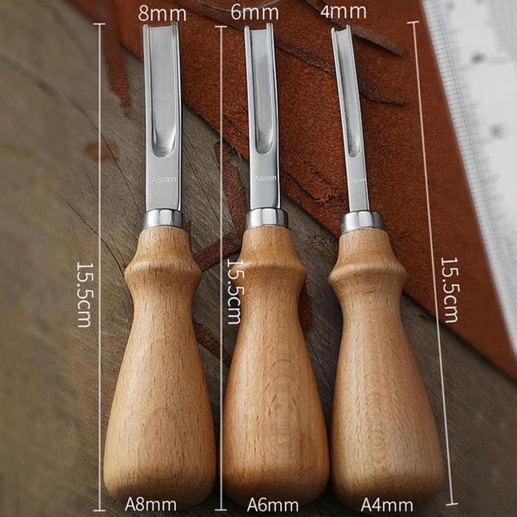 Leather Edge Trimmer Beveler Tool with Wood Handle Leather Trimming 4mm