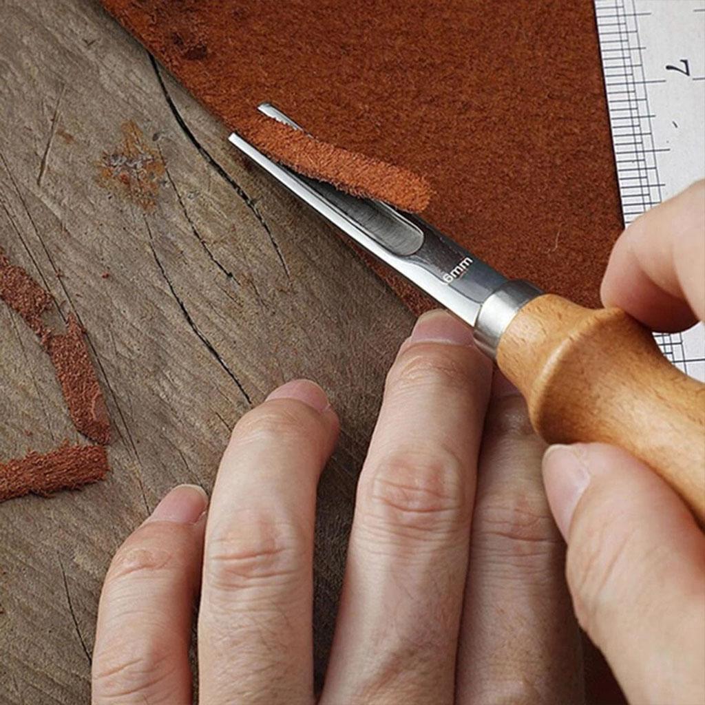Leather Edge Trimmer Beveler Tool with Wood Handle Leather Trimming 6mm