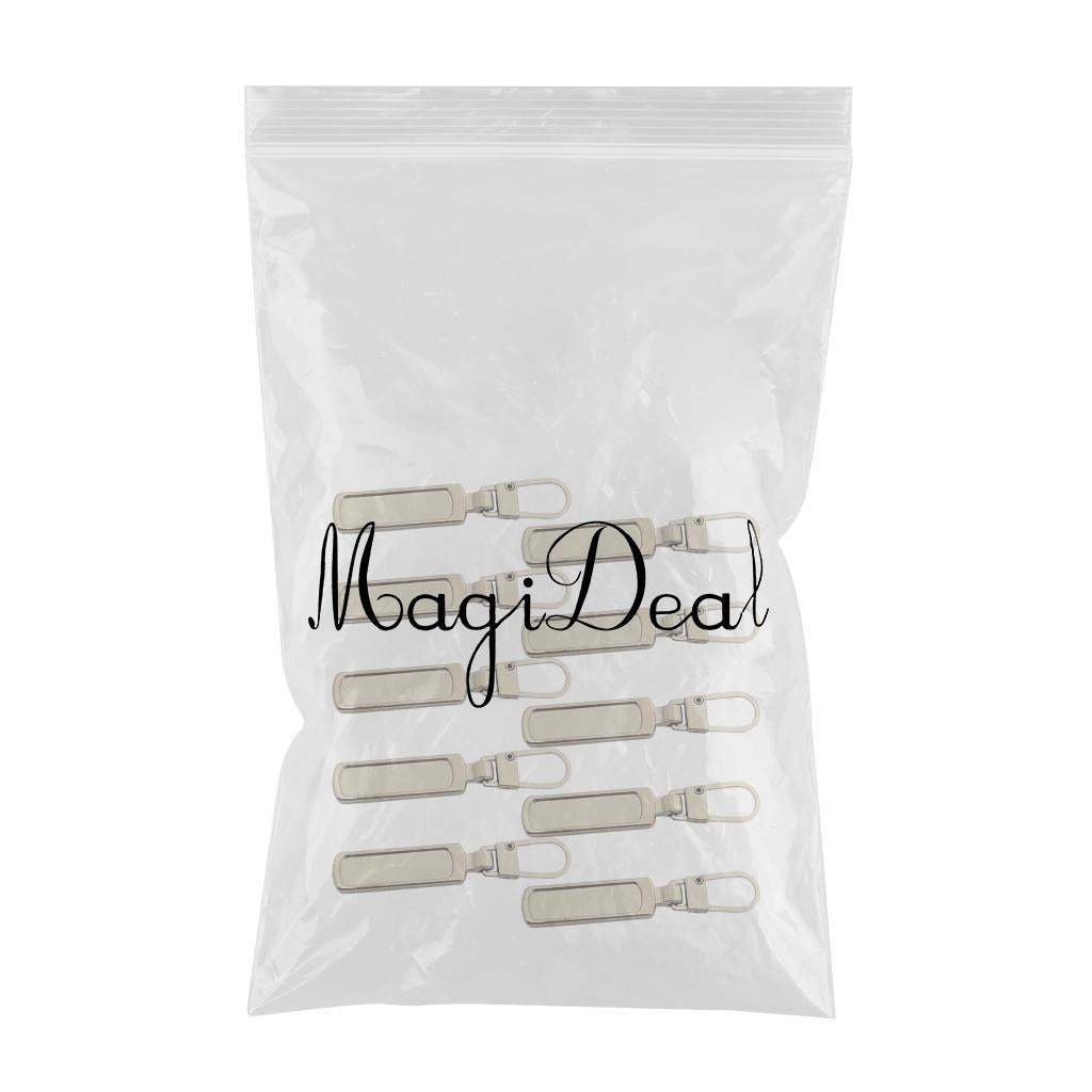 10x Zipper Pull Zipper Heads for Jacket Luggage Suitcase Skirt Bags Silver