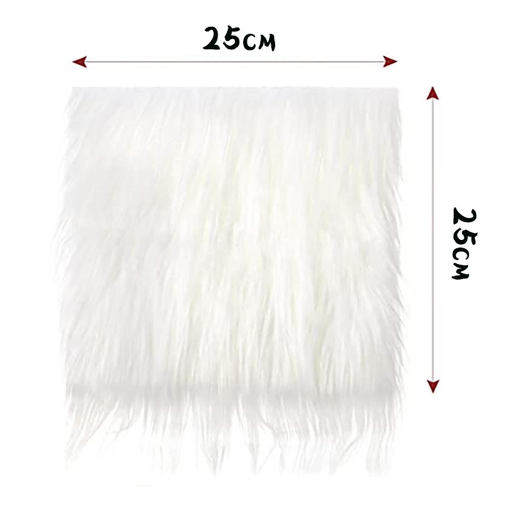 8x Faux Fur Square Fabric Handmade Furry Long Hair Pile for Sewing Craft DIY