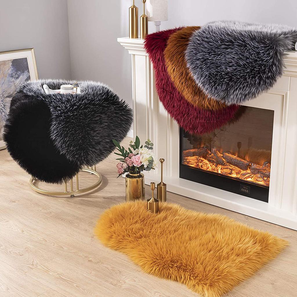 8x Faux Fur Square Fabric Handmade Furry Long Hair Pile for Sewing Craft DIY