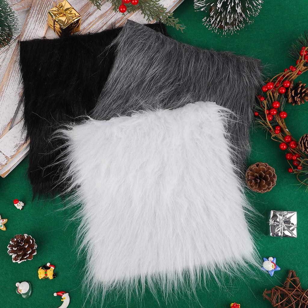 8x Faux Fur Square Fabric Handmade Furry Long Hair Pile for Sewing Craft DIY