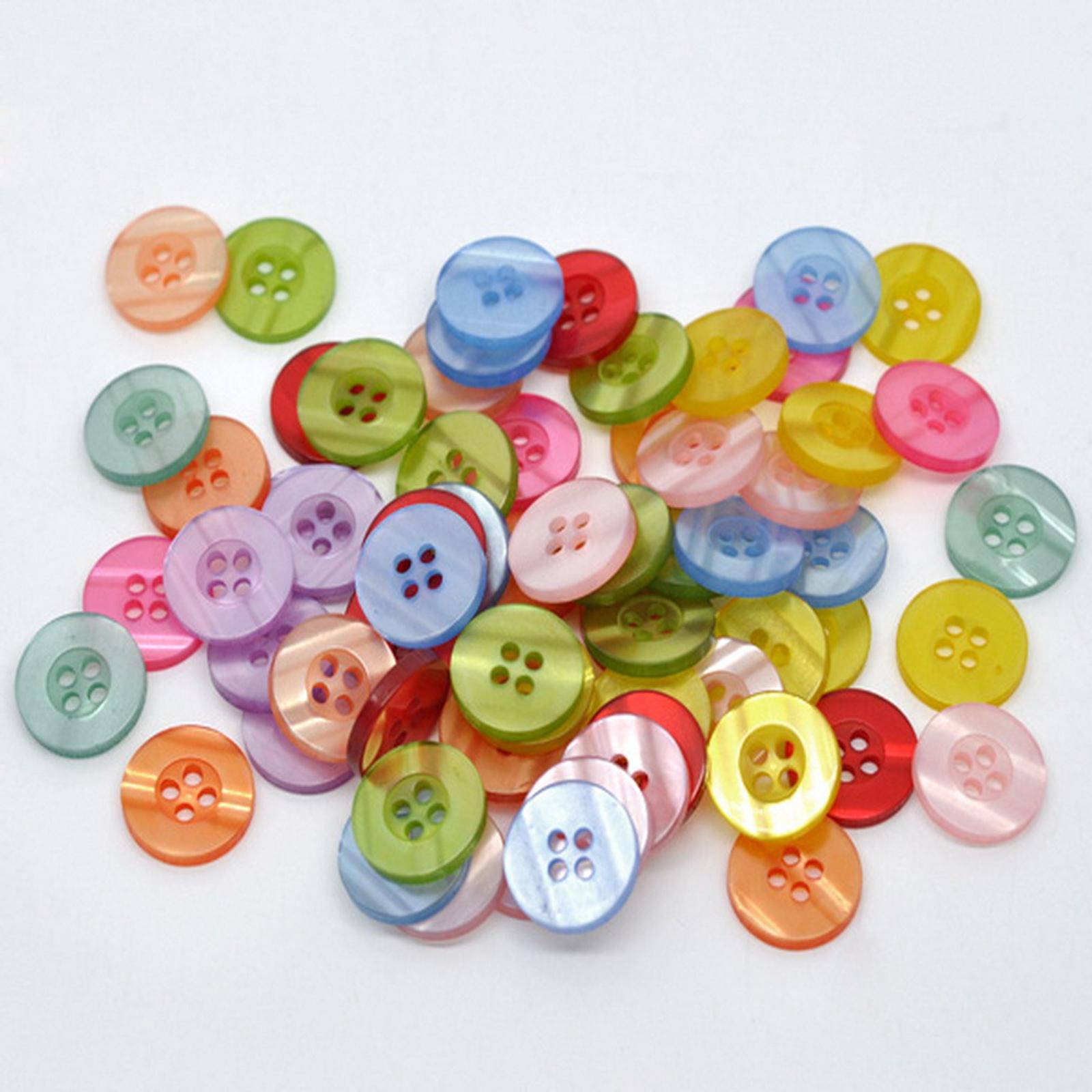 100x resin buttons Round 4-holes sewing scrapbooking crafts accessories 15mm