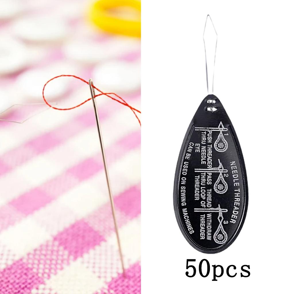 Bow Wire Needle Threader Hand Machine Sewing Stitch Insertion Tool 50PCS
