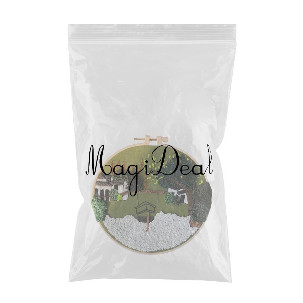 Embroidery Kit Cross Stitch Beautiful Craft w/Frame Hoop DIY for Kids Adults Jiangnan Water Town