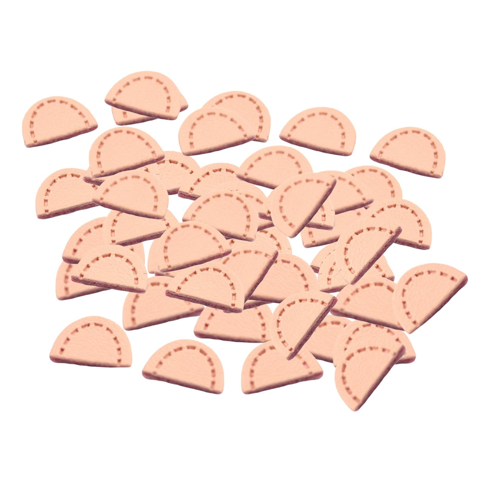 50 Pieces Leather Labels Handmade Embossed Tag DIY Garment for Shoes Hats Half Oval