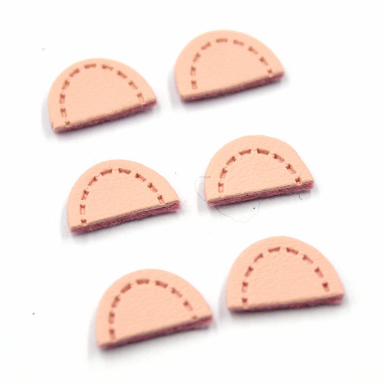 50 Pieces Leather Labels Handmade Embossed Tag DIY Garment for Shoes Hats Half Oval