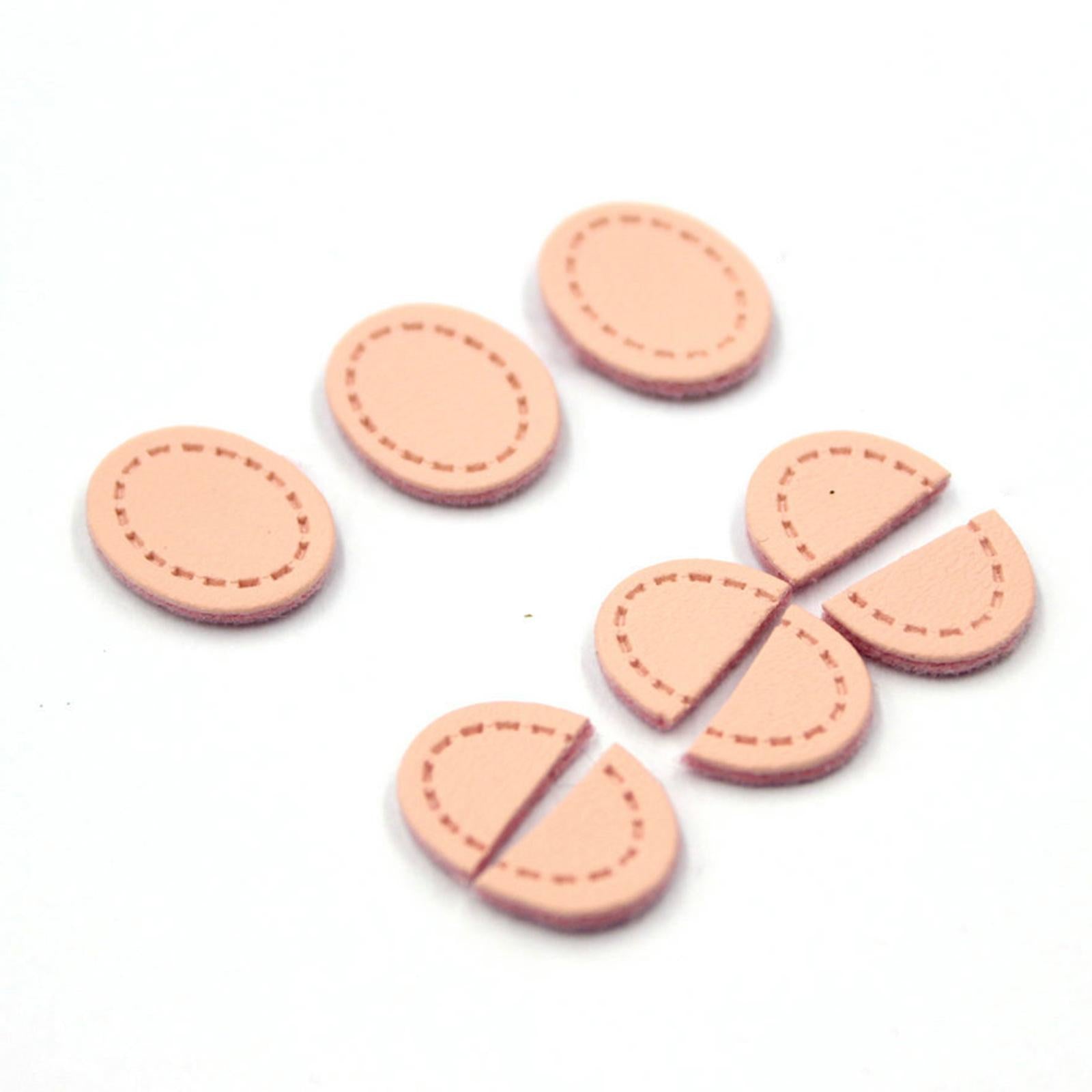 50 Pieces Leather Labels Handmade Embossed Tag DIY Garment for Shoes Hats Half Oval