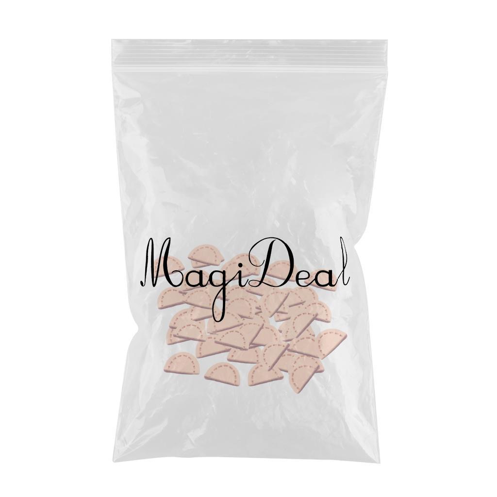 50 Pieces Leather Labels Handmade Embossed Tag DIY Garment for Shoes Hats Half Oval