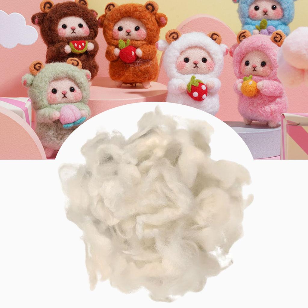 Wool Felt Wool Roving for Adults Needle Felting Doll Hair Making White