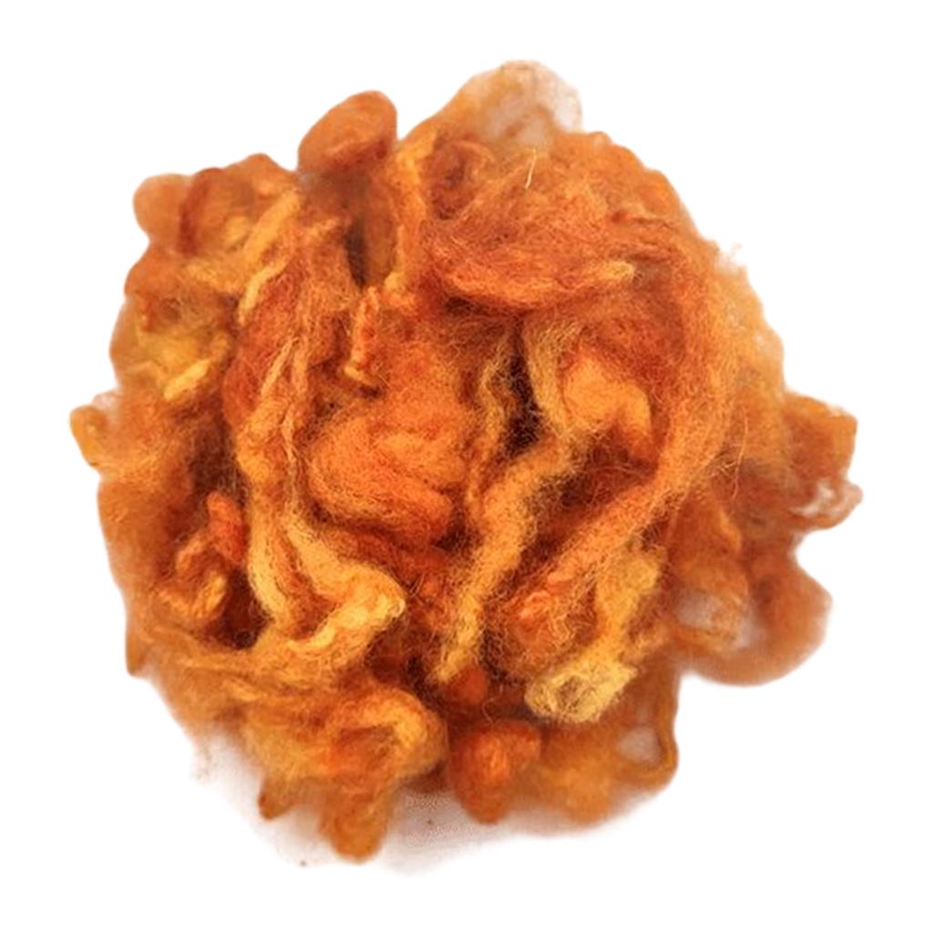 Wool Felt Wool Roving for Adults Needle Felting Doll Hair Making Orange