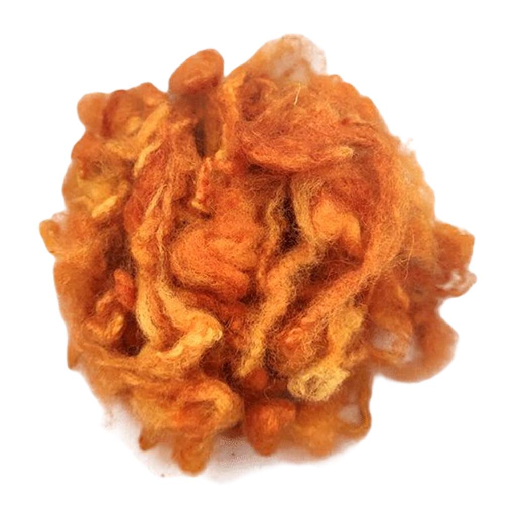Wool Felt Wool Roving for Adults Needle Felting Doll Hair Making Orange