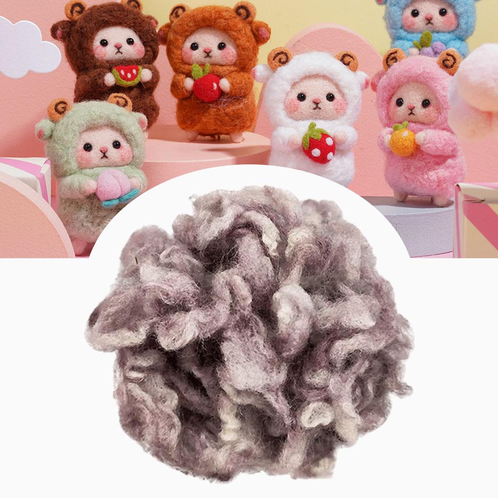 Wool Felt Wool Roving for Adults Needle Felting Doll Hair Making Gray