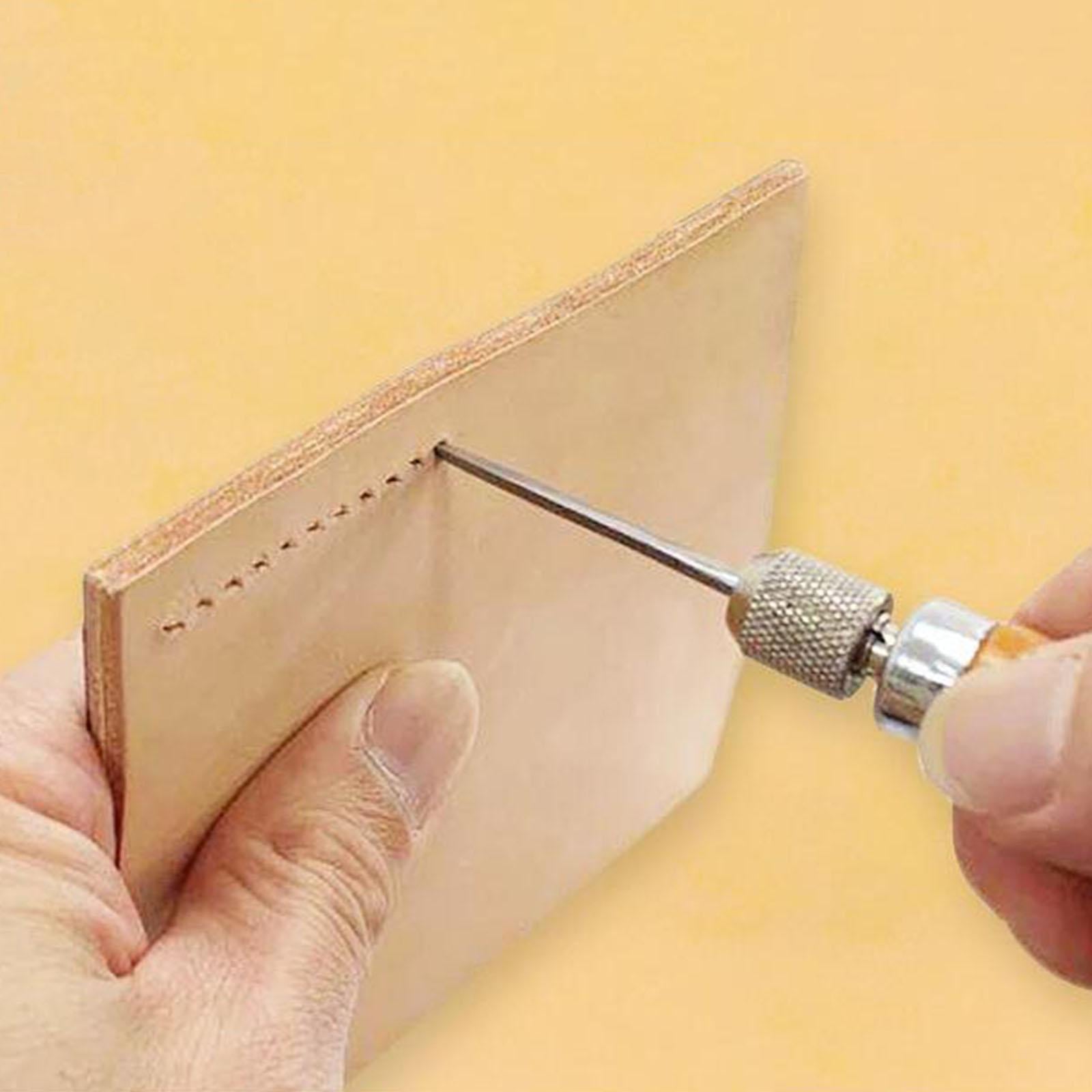 Professional Awl Tool Stitcher DIY Leathercraft Sewing Repairing Wood Handle
