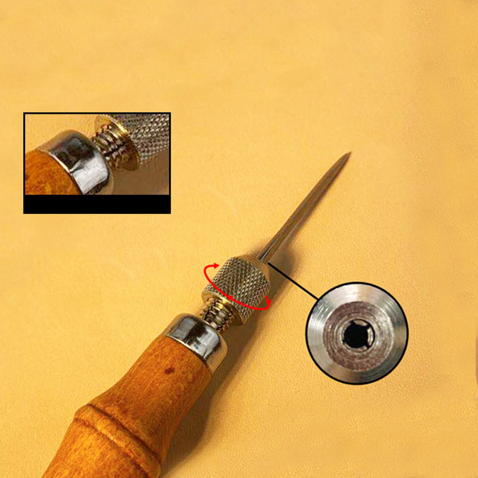 Professional Awl Tool Stitcher DIY Leathercraft Sewing Repairing Wood Handle