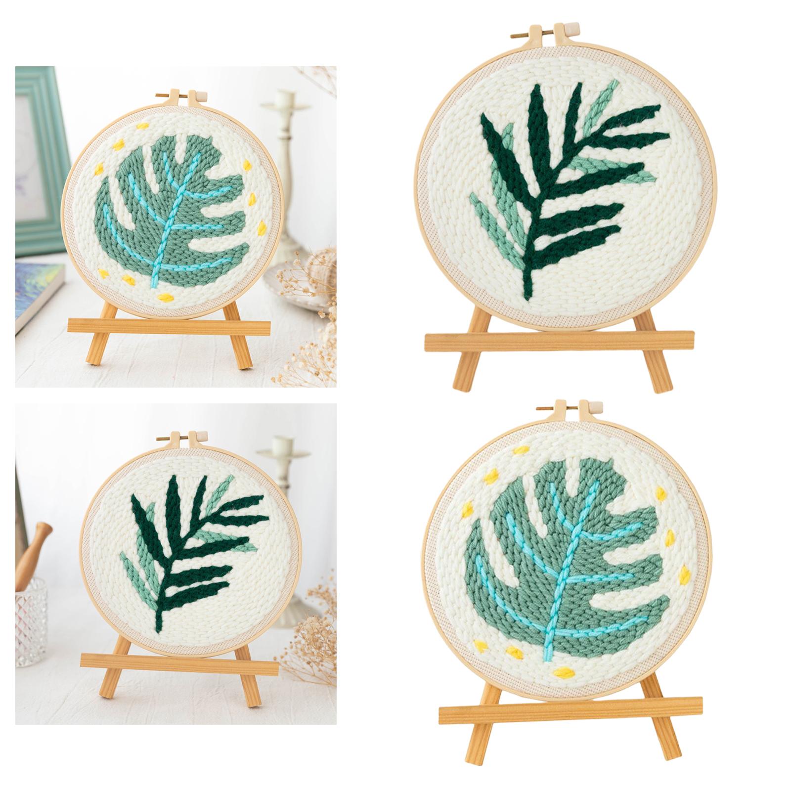 DIY Plant Embroidery Kit Beginner Sewing Needlepoint Hoop Cross Craft Stitch A