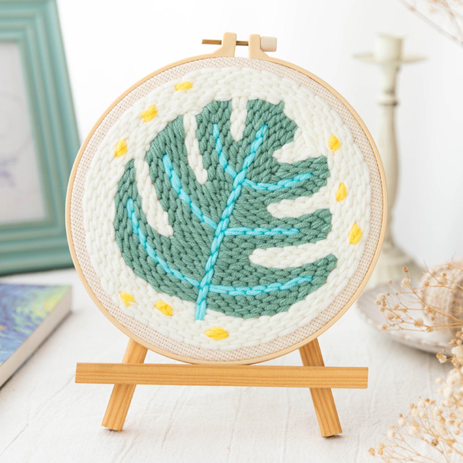 DIY Plant Embroidery Kit Beginner Sewing Needlepoint Hoop Cross Craft Stitch B